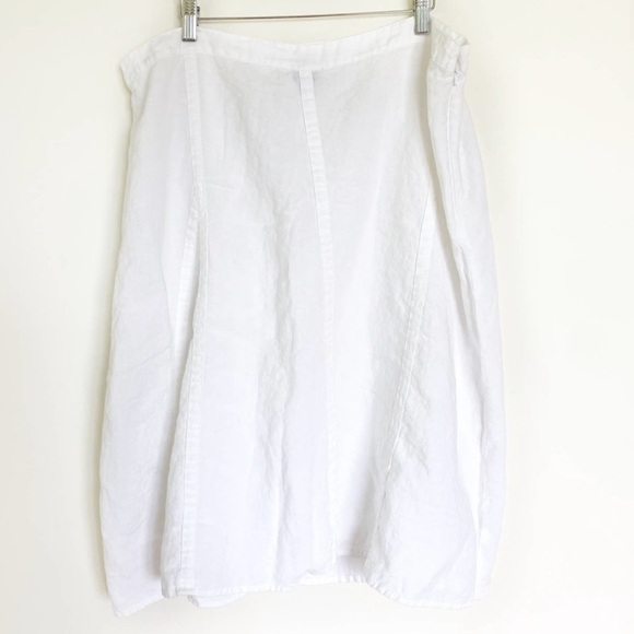 Eileen Fisher White Spring Linen Flared Knee Length Skirt HH. - Picture 3 of 11